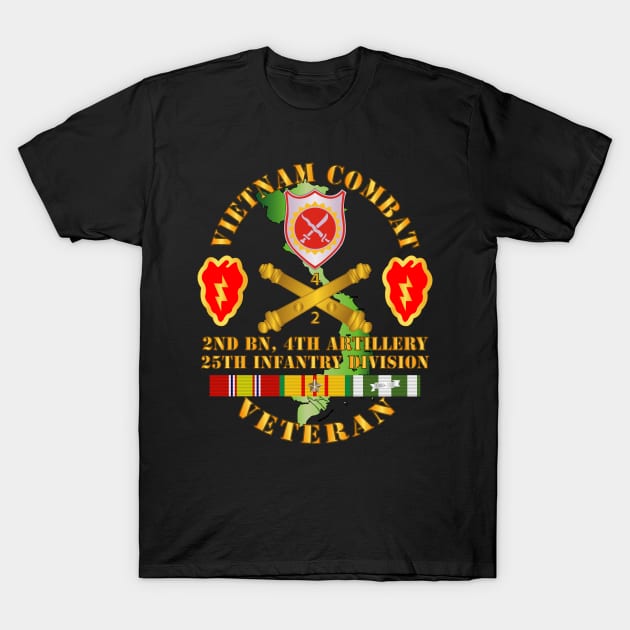 Vietnam Combat Veteran w 2nd Bn 4th Artillery DUI - 25th ID T-Shirt by twix123844